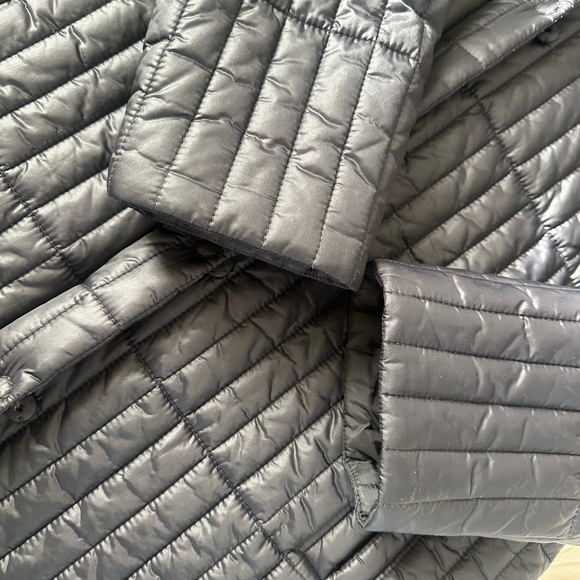 Eileen Fisher Black Recycled Nylon Blend Quilted Stand Collar Jacket Coat M - Picture 8 of 8